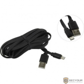 Дата-кабель Smartbuy USB - micro USB, плоский, резиновый, длина 3.0 м, 2А, черный (iK-30r-2)