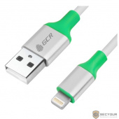 Greenconnect Кабель 0.5m Apple USB 2.0  AM/Lightning 8 pin  для Iphone 5/6/7/8/X - поддержка всех IOS, белый, алюминиевый корпус серебро, зеленый ПВХ, GCR-50504(GCR-50504)