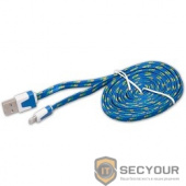 RITMIX Кабель Lightning 8pin-USB для синхронизации/зарядки, 2м, ткан. опл. Blue (RCC-222)