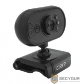 CBR CW 836M Black, Веб-камера с матрицей 0,3 МП, разрешение видео 640х480, USB 2.0, встроенный микрофон, ручная фокусировка, крепление на мониторе, LED-подсветка, длина кабеля 1,6 м, цвет чёрный