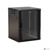 Hyperline TWB-2745-GP-RAL9004 шкаф настенный 19-дюймовый (19&quot;), 27U, 1304x600x450 мм, стеклянная дверь с перфорацией по бокам, ручка с замком, цвет черный (RAL 9004) (разобранный)