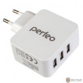 PERFEO Сетевое зарядное устройство с разъемом 3xUSB, 4.8А, белый, &quot;CUBE 3&quot; (PF_A4134) 