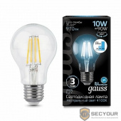 GAUSS 102802210-S Светодиодная лампа LED Filament A60 E27 10W 970lm 4100К step dimmable 1/10/40 