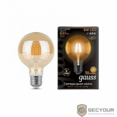 GAUSS 105802006 Светодиодная лампа LED Filament G95 E27 6W Golden 550lm 2400K 1/20 