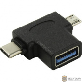 VCOM CA434 Переходник OTG 2 в 1, Micro USB 2.0 +Type-C --&gt; USB 3.0 Af 