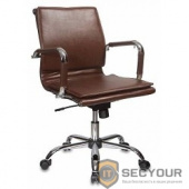 Бюрократ H-993-Low/Brown кресло руководителя низкая спинка коричневый искусственная кожа крестовина хромированная