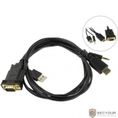 ORIENT Кабель-адаптер HDMI M C700 -&gt; VGA 15M + Audio jack 3.5мм (штекер), с кабелем дополнительного питания от USB порта, длина 1 метр, черный