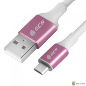 Greenconnect Кабель 1.5m USB 2.0, AM/microB 5pin, белый, алюминиевый корпус розовый, белый ПВХ, 28/28 AWG (GCR-50781)