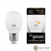 GAUSS 105102107-D Светодиодная лампа LED Шар-dim E27 7W 560lm 3000К диммируемая 1/10/100 