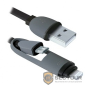 Defender USB кабель USB10-03BP черный, MicroUSB+Lightning,1м (87488)