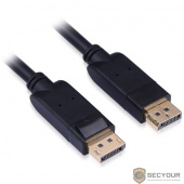 Greenconnect  Кабель  10.0m DisplayPort/DisplayPort v1.2/v1.2 черный, позолоченные контакты, OD7.3mm, 28/28 AWG, 20M / 20M, GCR-DP2DP-10.0m, двойной экран