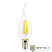ECOLA N4YW50ELC candle   LED  5,0W  220V E14 2700K 360° filament прозр. нитевидная свеча на ветру (Ra 80, 100 Lm/W) 125х37
