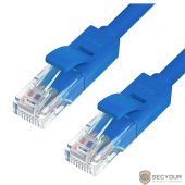 Greenconnect Патч-корд PROF прямой 5.0m, UTP медь кат.6, синий, позолоченные контакты, 24 AWG, ethernet high speed 10 Гбит/с, RJ45, T568B(GCR-LNC611-5.0m)