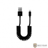 Дата-кабель Smartbuy USB - 8-pin для Apple, спиральный, длина 1,0 м, черный (iK-512sp black)/500