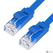 Greenconnect Патч-корд плоский прямой PROF  5.0m UTP медь, кат.6, синий, позолоченные контакты, 30 AWG, Premium ethernet high speed 10 Гбит/с, RJ45, T568B (GCR-LNC621-5.0m)