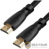 Greenconnect Кабель 0.5m v2.0 HDMI M/M черный, нейлон, OD7.3mm, 28/28 AWG, позолоченные контакты, Ethernet 18 Гбит/с, 3D, 4K, тройной экран (GCR-HM811-0.5m)