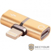 Greenconnect Адаптер-переходник USB 2.0 Lightning 8pin/jack 3,5mm аудио, золотистый, (GCR-51150)