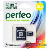 Micro SecureDigital 64Gb Perfeo PF64GMCSX10U1A {MicroSDHC Class 10, UHS-I, SD adapter}