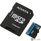 Micro SecureDigital 16Gb A-DATA AUSDH16GUICL10A1-RA1 {MicroSDHC Class 10 UHS-I U1, SD adapter}