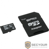 Micro SecureDigital 16Gb Silicon Power SP016GBSTHBU1V10-SP {MicroSDHC Class 10, SD adapter}