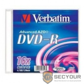 Verbatim  Диски DVD-R Verbatim 16-x, 4.7 Gb, (Slim Case) [43547] (отпускать поштучно)