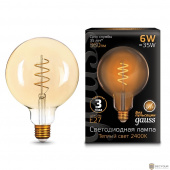 GAUSS 158802008 Светодиодная лампа LED Filament G120 Flexible E27 6W Golden 360lm 2400К 1/20 
