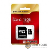 Micro SecureDigital 16Gb Silicon Power SP016GBSTH010V10SP {MicroSDHC Class 10, SD adapter}