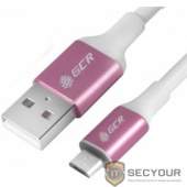 Greenconnect Кабель 0.5m USB 2.0, AM/microB 5pin, белый, алюминиевый корпус розовый, белый ПВХ, 28/28 AWG (GCR-50779)