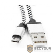 Gembird Кабель USB 2.0 Cablexpert CC-mUSB2sr1m, AM/microBM 5P, 1м, нейлоновая оплетка, алюминиевые разъемы, серебристый, пакет