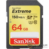Флеш-накопитель Sandisk Карта памяти SanDisk Extreme SDXC Card 64GB 150MB/s V30 UHS-I U3