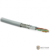 Hyperline SFUTP4-C6-P26-IN-LSZH-GY-500 (500 м) кабель витая пара, экранированная SF/UTP, категория 6, 4 пары (26 AWG), многожильный (patch), экран - фольга + медная оплетка, LSZH, серый