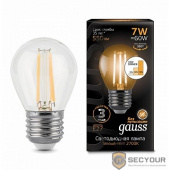 GAUSS 105802107-S Светодиодная лампа LED Filament Шар E27 7W 550lm 2700K step dimmable 1/10/50 