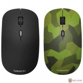 CANYON CND-CMSW400M {wireless Optical  Mouse with 4 buttons, DPI 800/1200/1600, 1 additional cover(Military), black, 103*58*32mm, 0.087kg, 2.4GHz}