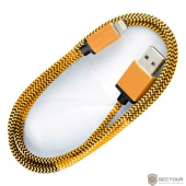 Дата-кабель Smartbuy USB - 8-pin, хлопок+металл.конн-р, длина 1,2 м, золотой (iK-512met gold)/500
