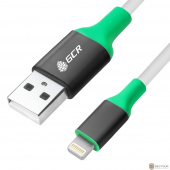 Greenconnect Кабель 1.0m Apple USB 2.0 AM/Lightning 8pin MFI для Iphone 5/6/7/8/X - поддержка всех IOS, белый, алюминиевый корпус серебро, зеленый ПВХ (33-050543)