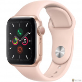 Apple Watch Series 5, 40 мм, корпус из алюминия золотого цвета, спортивный браслет цвета «розовый песок» [MWV72RU/A]