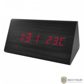 Perfeo LED часы-будильник &quot;Pyramid&quot;, чёрный корпус / красная подсветка (PF-S710T) время, температур 