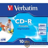 Verbatim  Диски CD-R  Printable Surface, 700Mb 80 min 52-x (Jewel Case, 10шт.) [43325]