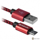 Defender USB кабель USB08-03T PRO USB2.0 Красный, AM-MicroBM, 1m, 2.1A (87801)