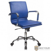 Кресло руководителя Бюрократ CH-993-Low/blue низкая спинка синий искусственная кожа крестовина хромированная