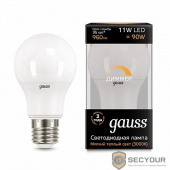 GAUSS 102502111-D Светодиодная лампа LED A60-dim E27 11W 960lm 3000К диммируемая 1/10/50 