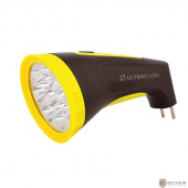 Ultraflash LED3815M  (фонарь аккум 220В, черн/желт, 15 LED, 2 режима, SLA, пластик, коробка)