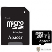 Micro SecureDigital 64Gb Apacer AP64GMCSX10U1-R {MicroSDHC Class 10 UHS-I U1, SD adapter} 