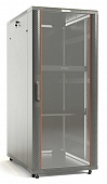 Hyperline TTB-2788-AS-RAL7035 Шкаф напольный 19-дюймовый, 27U, 1388x800х800 мм (ВхШхГ), передняя стеклянная дверь со стальными перфорированными боковинами, задняя дверь сплошная, ручка с замком, крыша нового типа, цвет серый (RAL 7035) (разобранный)