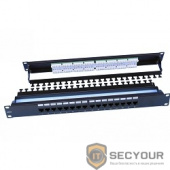 Hyperline PP3-19-16-8P8C-C6-110D Патч-панель 19&quot;, 1U, 16 портов RJ-45, категория 6, Dual IDC, ROHS, цвет черный (задний кабельный организатор в комплекте)