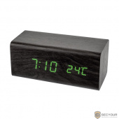 Perfeo LED часы-будильник &quot;Block&quot;, чёрный/зелёная  (PF-S718T) время, температуратура