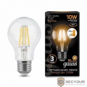 GAUSS 102802110-S Светодиодная лампа LED Filament A60 E27 10W 930lm 2700К step dimmable 1/10/40 