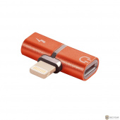 Greenconnect Адаптер-переходник USB 2.0 Lightning 8pin/jack 3,5mm аудио, красный, (GCR-51149)