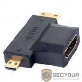PERFEO Переходник HDMI A розетка - HDMI D (micro HDMI) вилка + HDMI C (mini HDMI) вилка (A7006)