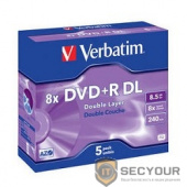 43541 Диски DVD+R Verbatim 8x, 8.5Gb/240min Double Layer (Jewel Case, 5шт.) 